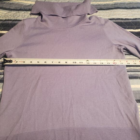 Talbots Size MP Medium Petite Light Purple 100% Merino Wool Turtleneck Sweater - Picture 8 of 9